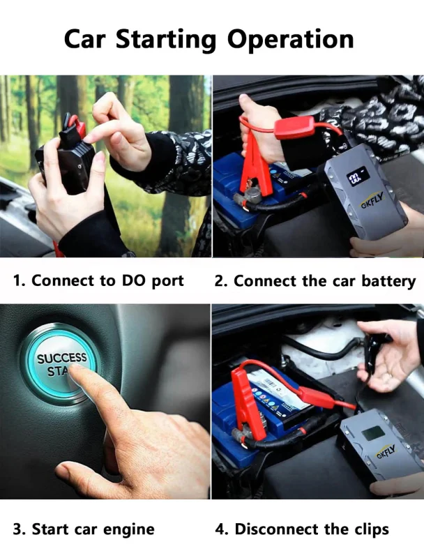 GKFLY XME-MAX 3000A 26000mAh Portable Car Jump Starter for Up to 10.0L Gas or 8.0L Die sel Engine 12V Lithium Car Battery Starter Power Pack Dual USB