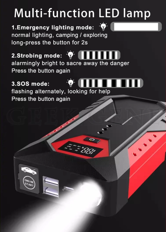 GKFLY M43 18000mAh Car Jump Starter Portable Power Bank Car Battery Booster 12V Car Starting Device for Petrol Die sel 6.0L 4.0L