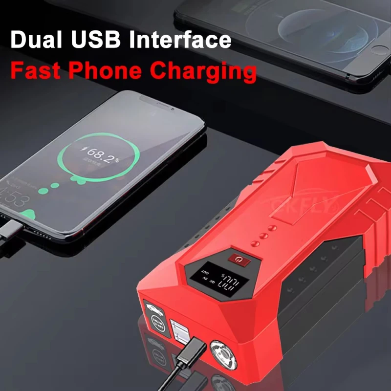 GKFLY M43T 1200A Jump Starter Power Bank Portable Charger Starting Device For 6.0L 4.0L Emergency Car Battery Jump Starter