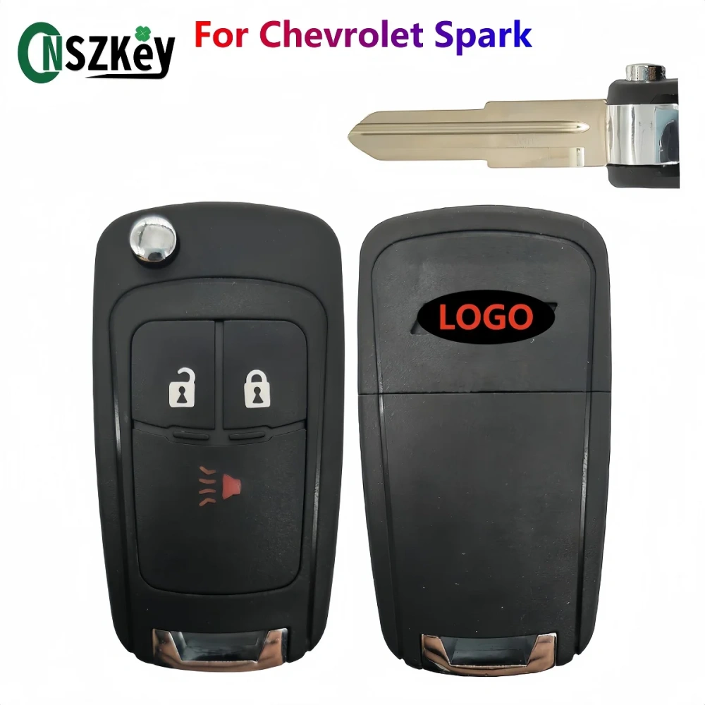 CNSZKey 5Pcs/Lot GM94543201 Flip And Fold Remote Key Shell For Chevrolet Spark 2012 2013 2014 2015 2016 3 Buttons With LOGO