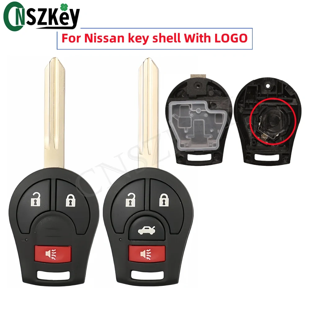 5Pcs/Lot CNSZKEYFCCID: CWTWB1U751 For Nissan Cube Juke Rogue NV Versa Note NV200 Remote control key shell 3/4 Button With LOGO
