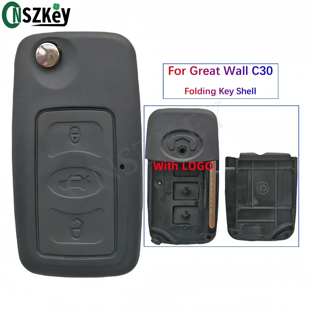 CNSZKEY High Quality Folding Remote Control Key Shell For Great Wall C30 2 Buttons With LOGO