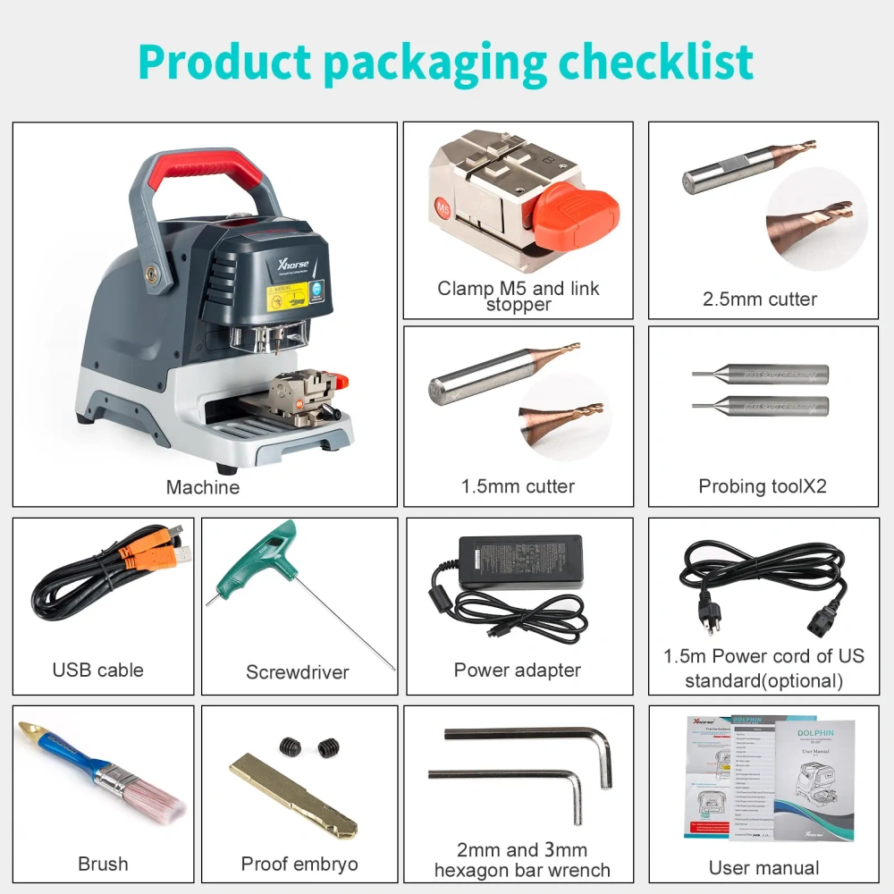 Xhorse Condor Dolphin XP005 with M5 Clamp Automatic Key Cutting Machine XP-005 Supports Sided/Track/Tibbe Keys