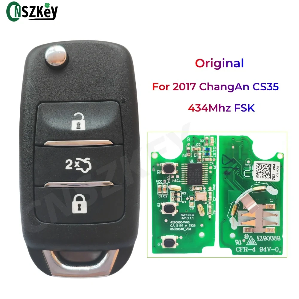 CNSZKEY Original Remote Key 434Mhz FSK 3 Buttons For 2017 ChangAn CS35