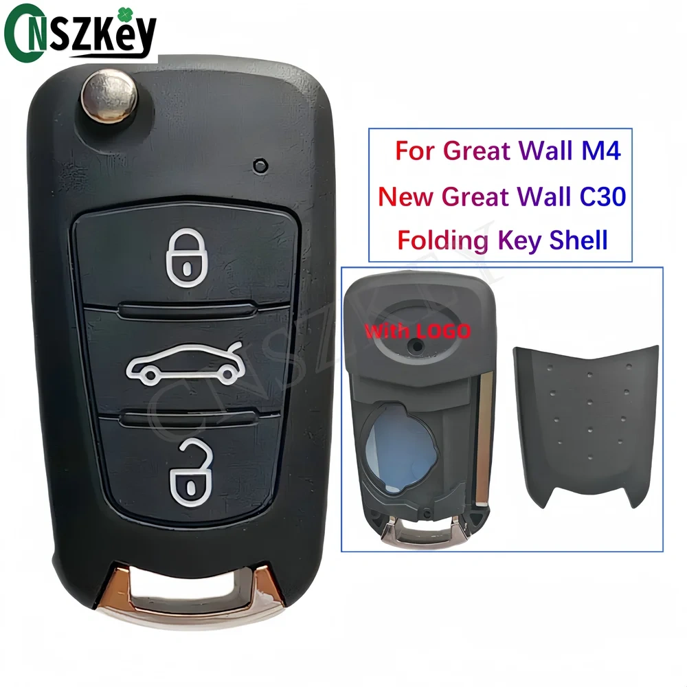 CNSZKEY High Quality Folding Remote Control Key Shell For Great Wall C30 Old Harvard H6 3 Buttons With LOGO