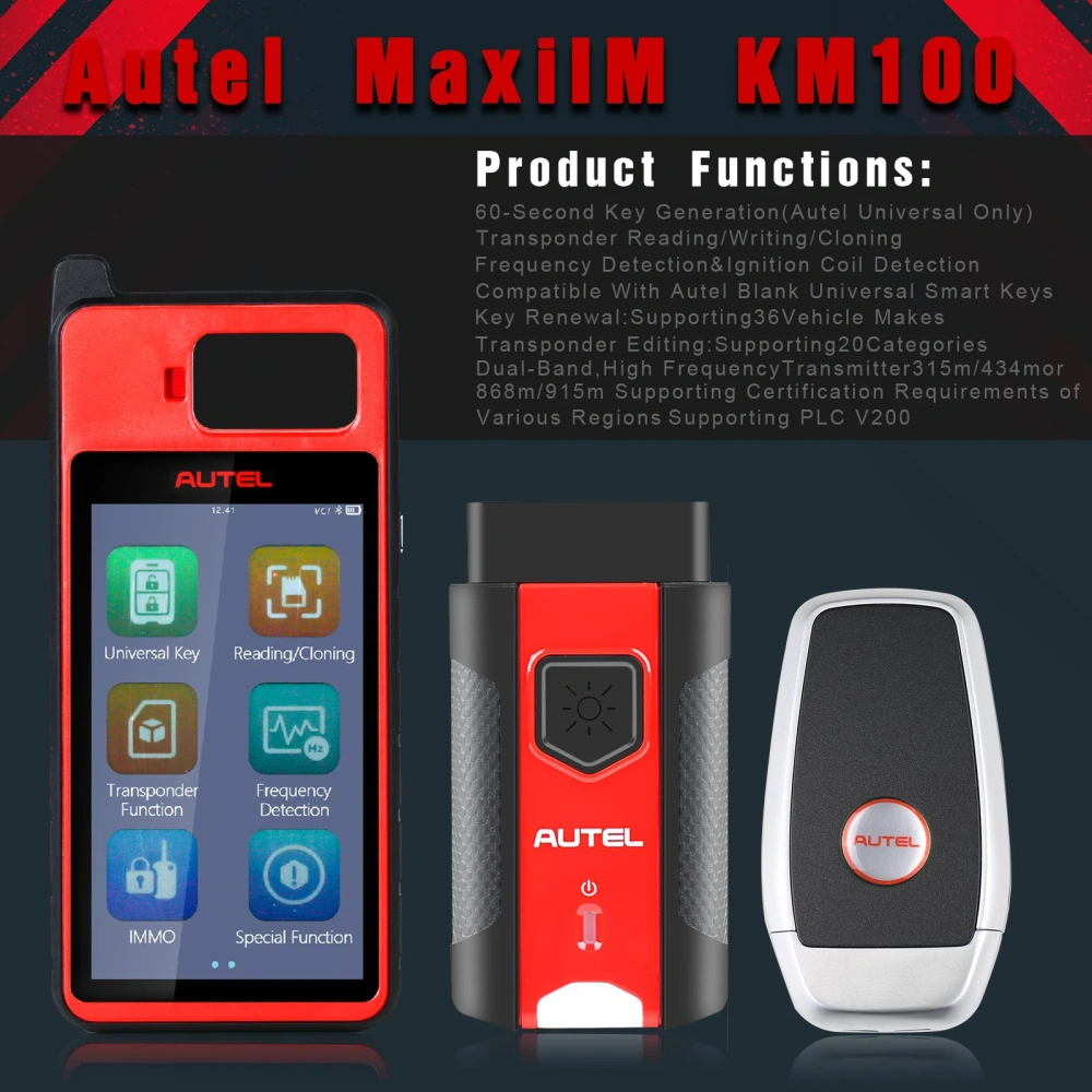 Autel MaxiIM KM100 Universal Key Generator Kit Fast Key Generation Tool Transponder Reading/ Writing/ Cloning Key Renew Tool