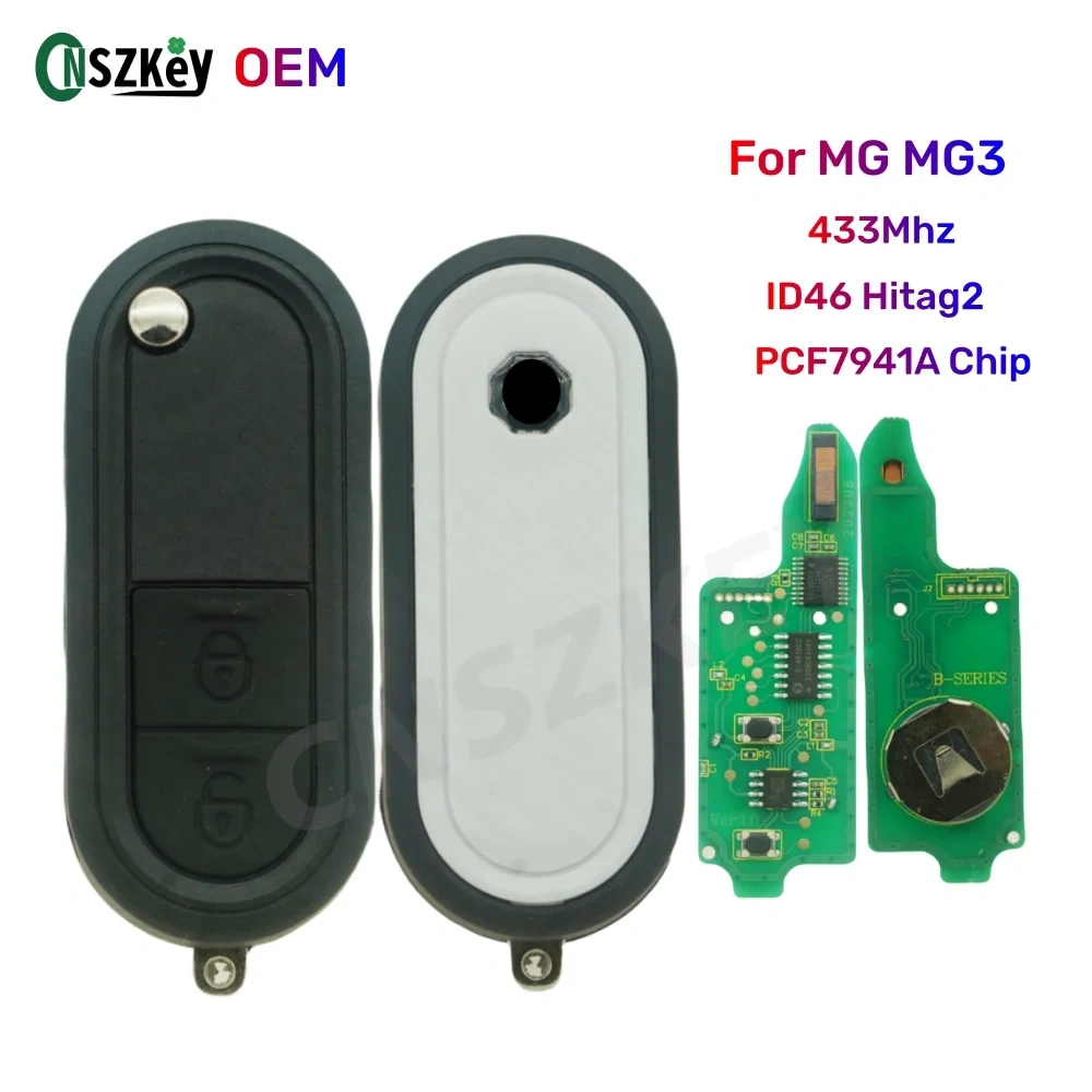 CNSZKEY OEM Smart Remote Key For 2010-2016 MG MG3 2 Buttons 433Mhz ID46 HITAG2 PCF7941A Chip