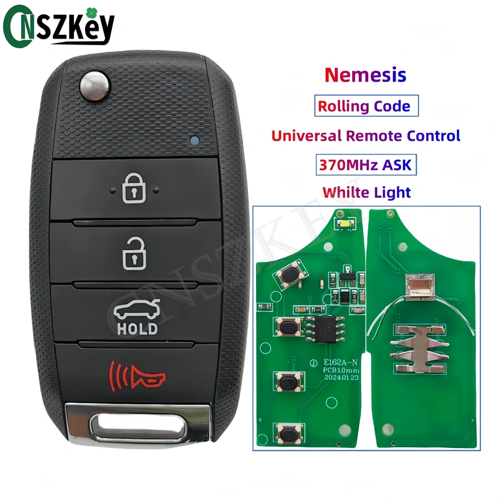5Pcs/Lot CNSZKEY Nemesis Universal Remote Control 370Mhz ASK Car Alarm Rolling Code Whilte Light 3 Buttons HY22 Blade