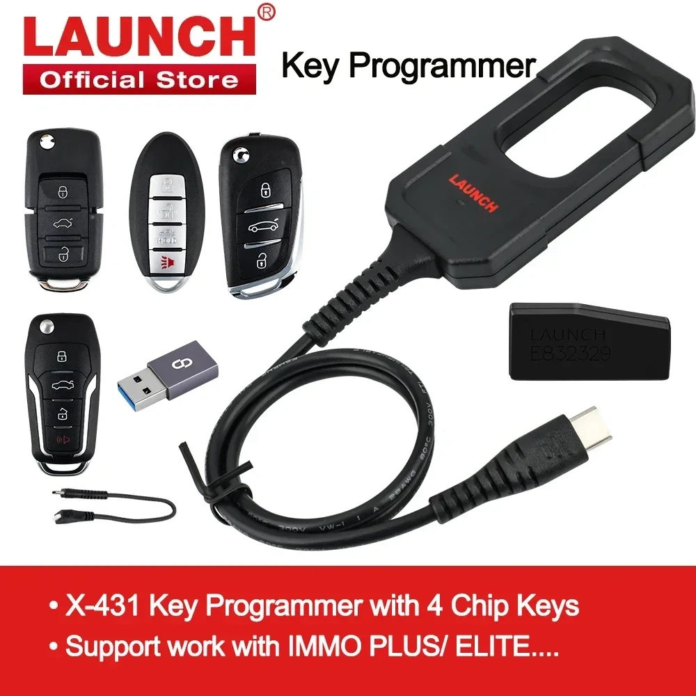 LAUNCH X431 Key Programmer with 4 Chip Keys IMMO Programming Tools work with X431 IMMO ELITE/PLUS/PAD V...