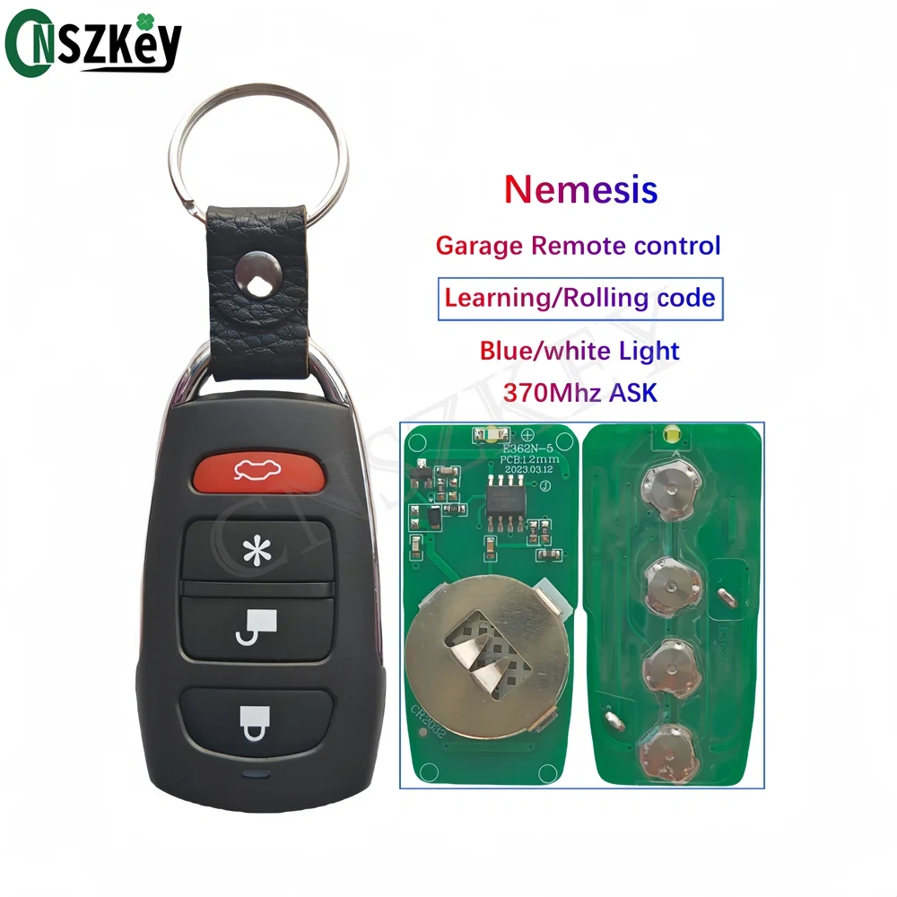 CNSZKEY 5Pcs/Lot Nemesis Universal Remote Control 370Mhz ASK Car Alarm Learning Code (Blue Light),Rolling Code (White Light)