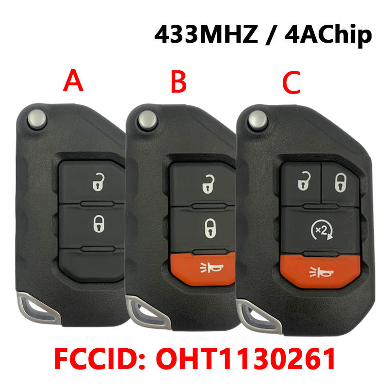 适用新款吉普牧马人智能折叠遥控器JEEP智能卡钥匙4A芯片 434MHZ
