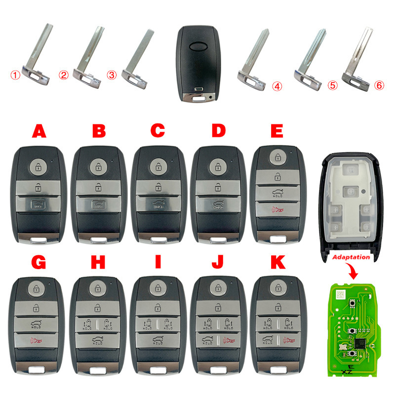 Suitable for VVDI XZKA81EN KIA 3/4/5/6 button smart car key shell/key replacement shell