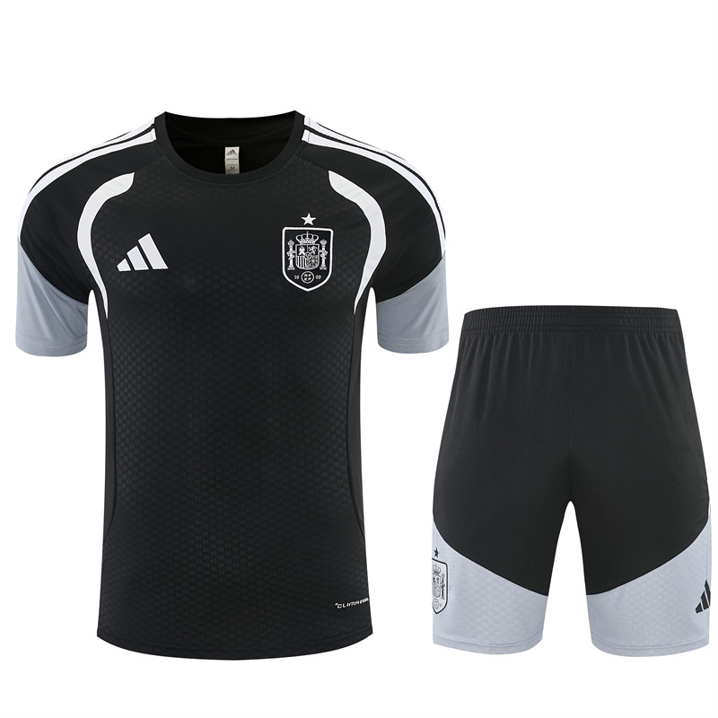 26/27 Spain Black Short Sleeve Tracksuits