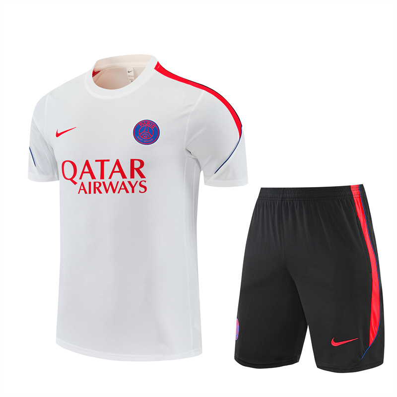 26/27 PSG White Short Sleeve Tracksuits PSG