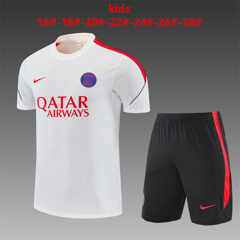 26/27 PSG White Short Sleeve Tracksuits PSG