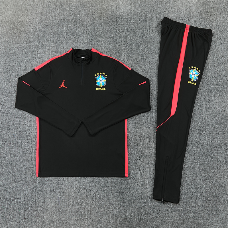 26/27 Jordan Brazil Black and Orange-Red Tracksuits