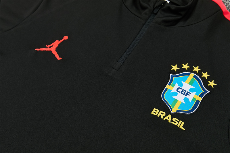 26/27 Jordan Brazil Black and Orange-Red Tracksuits