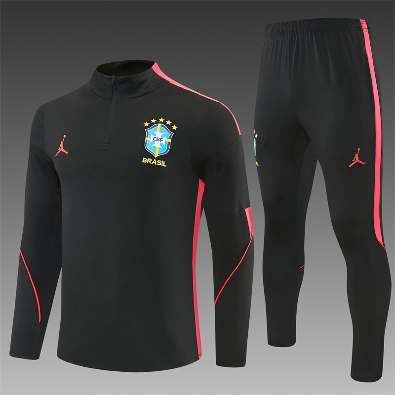 26/27 Jordan Brazil Black and Orange-Red Tracksuits