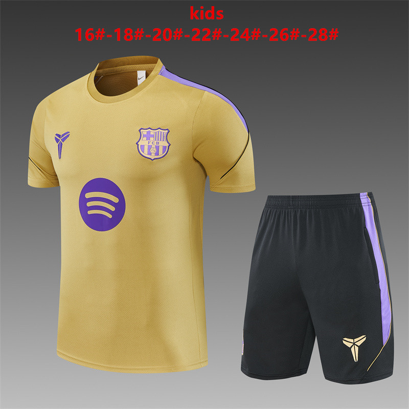 26/27 Barcelona Gold Short Sleeve Tracksuits