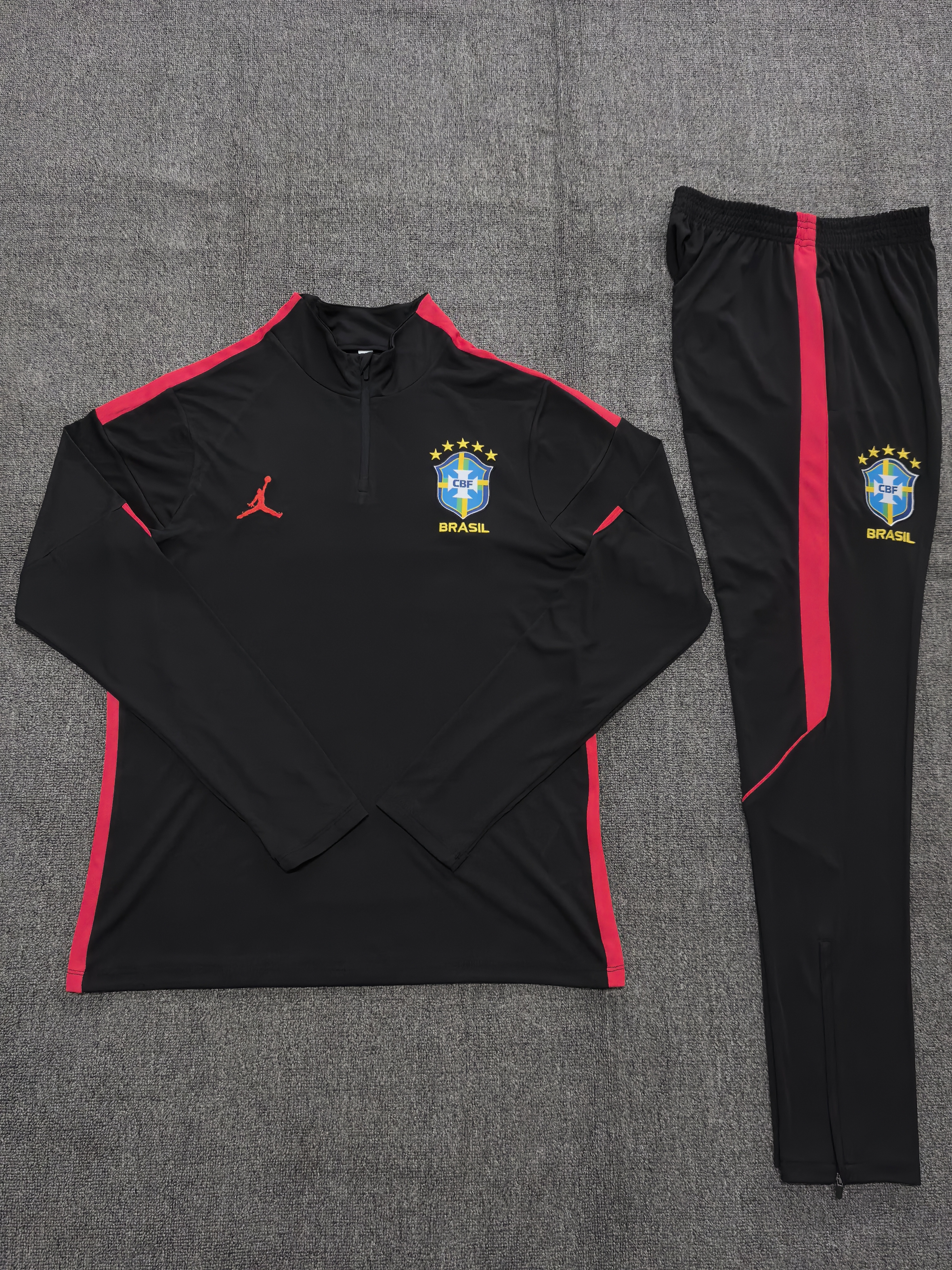 26/27 Jordan Brazil Black and Orange-Red Tracksuits