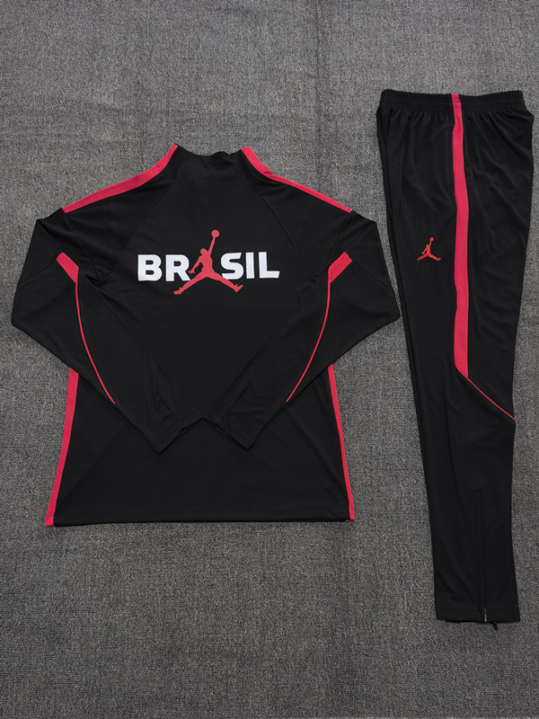 26/27 Jordan Brazil Black and Orange-Red Tracksuits