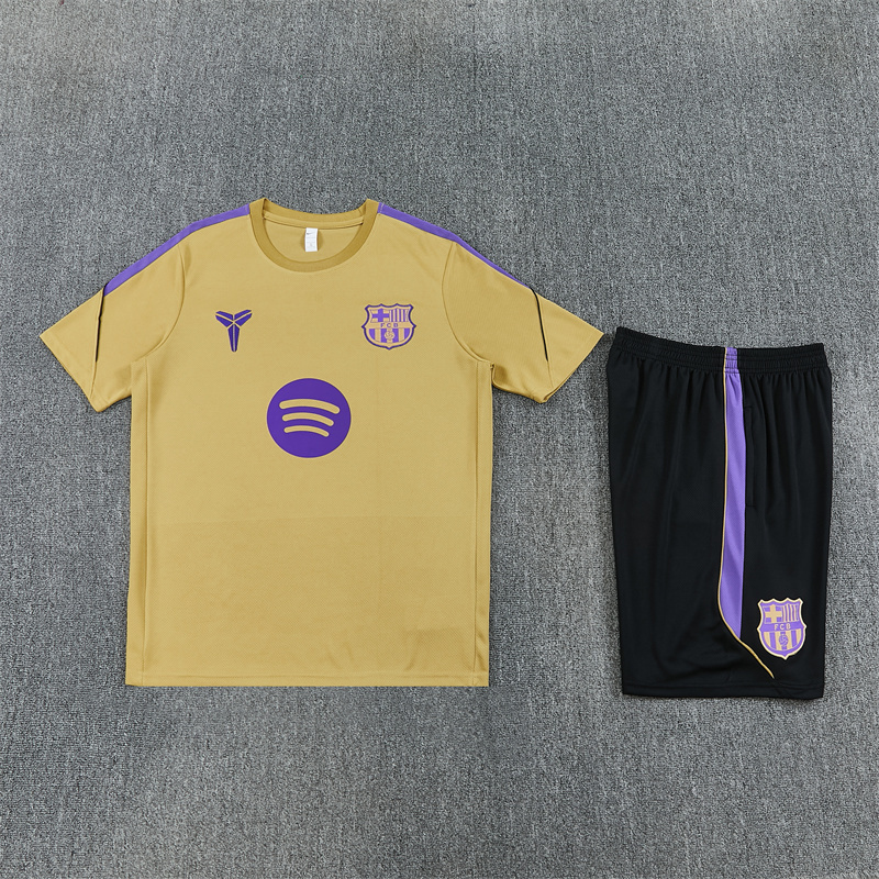 26/27 Barcelona Gold Short Sleeve Tracksuits