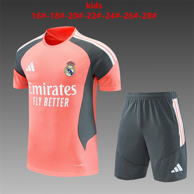 26/27 Real Madrid Orange-Pink Short Sleeve Tracksuits