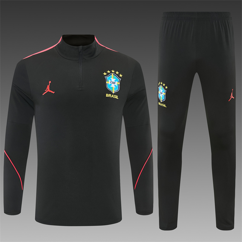 26/27 Jordan Brazil Black and Orange-Red Tracksuits