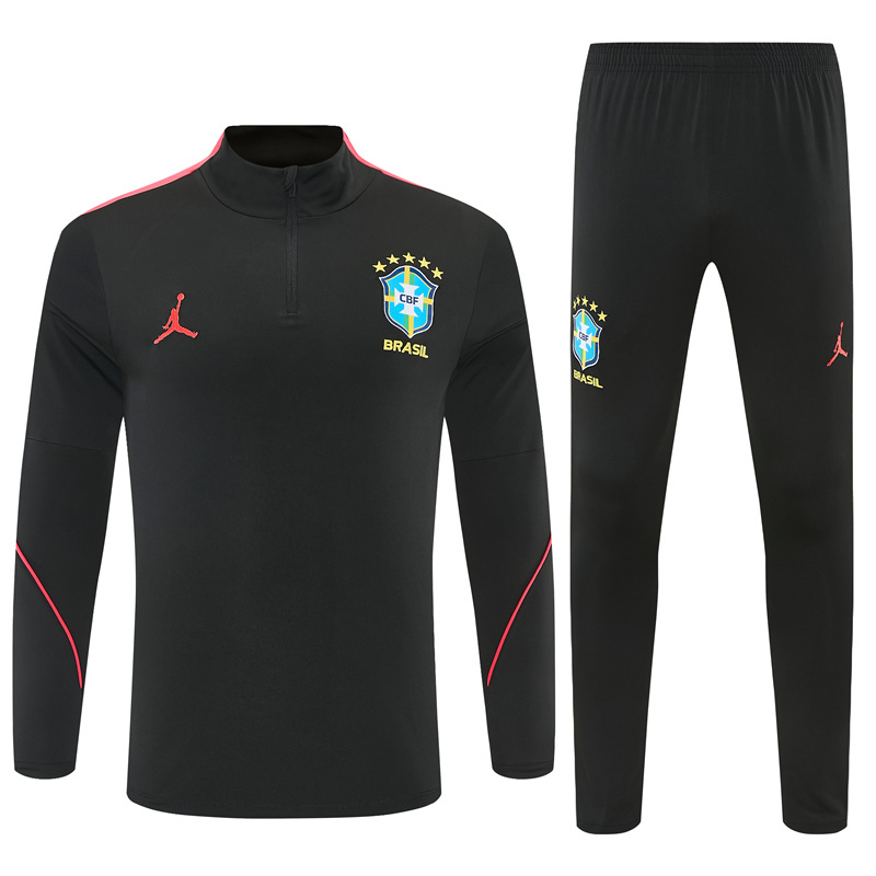 26/27 Jordan Brazil Black and Orange-Red Tracksuits