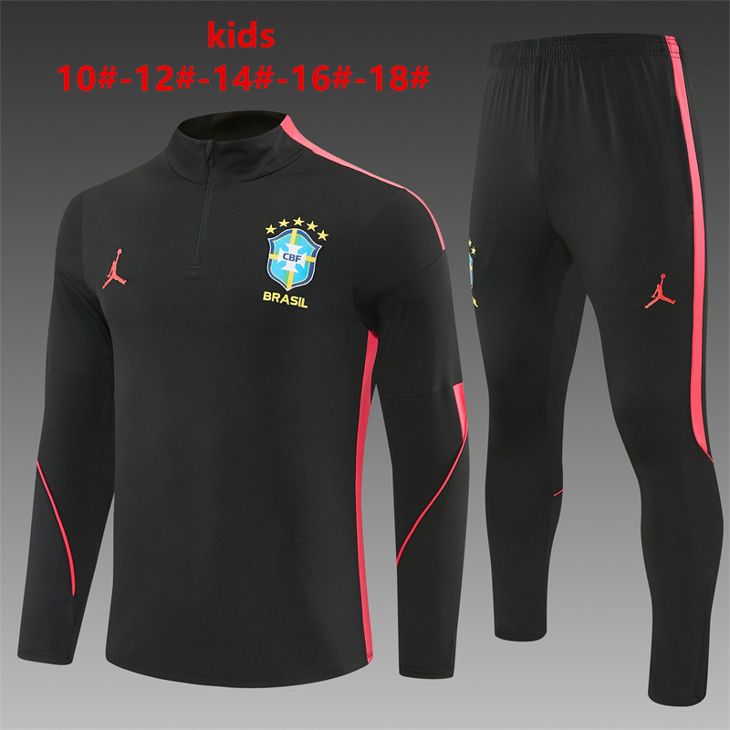 26/27 Jordan Brazil Black and Orange-Red Tracksuits