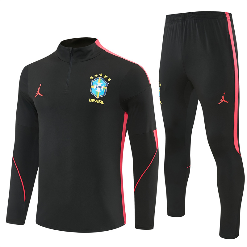 26/27 Jordan Brazil Black and Orange-Red Tracksuits