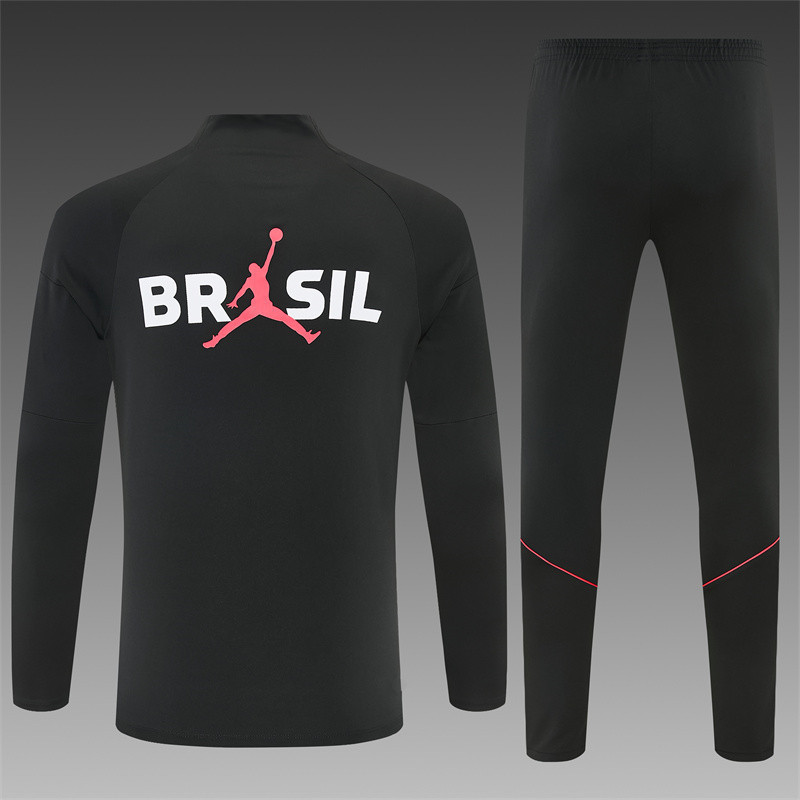 26/27 Jordan Brazil Black and Orange-Red Tracksuits