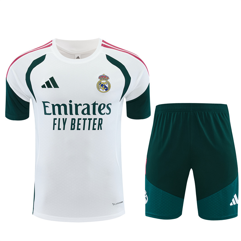 26/27 Real Madrid white and dark green short-sleeve tracksuits
