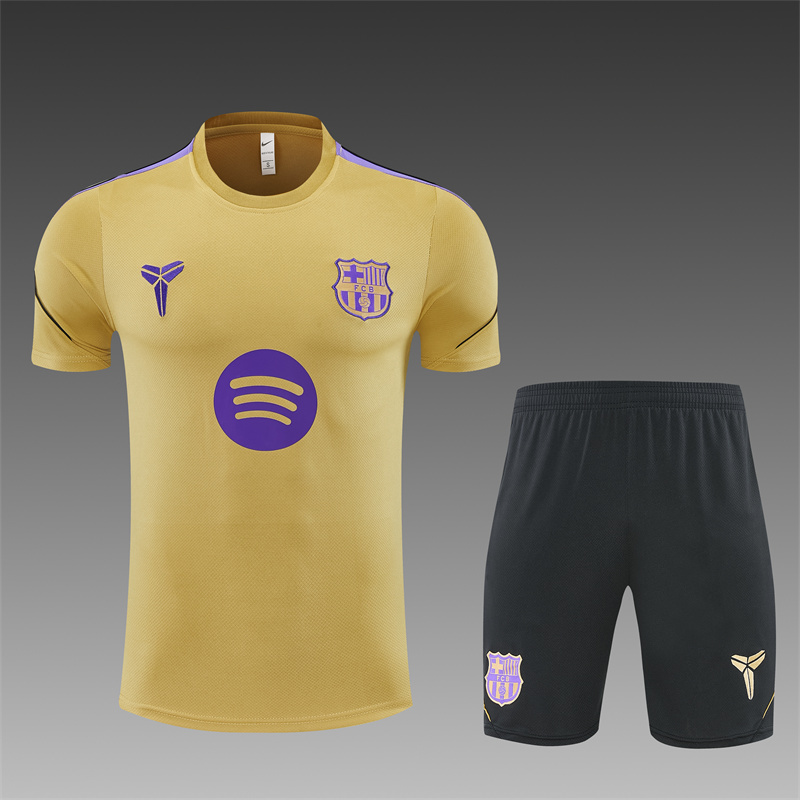 26/27 Barcelona Gold Short Sleeve Tracksuits