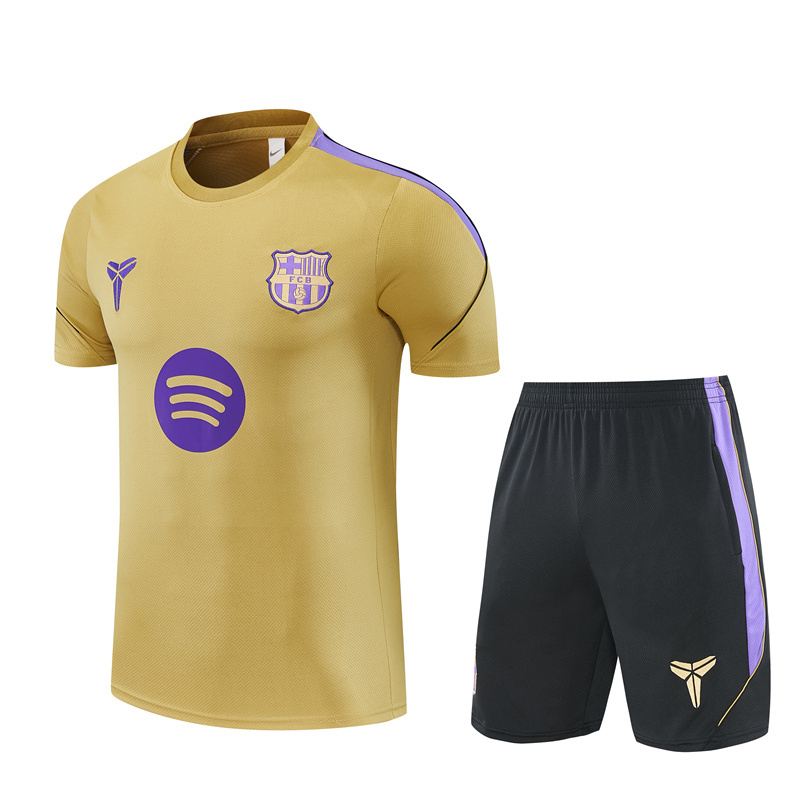 26/27 Barcelona Gold Short Sleeve Tracksuits