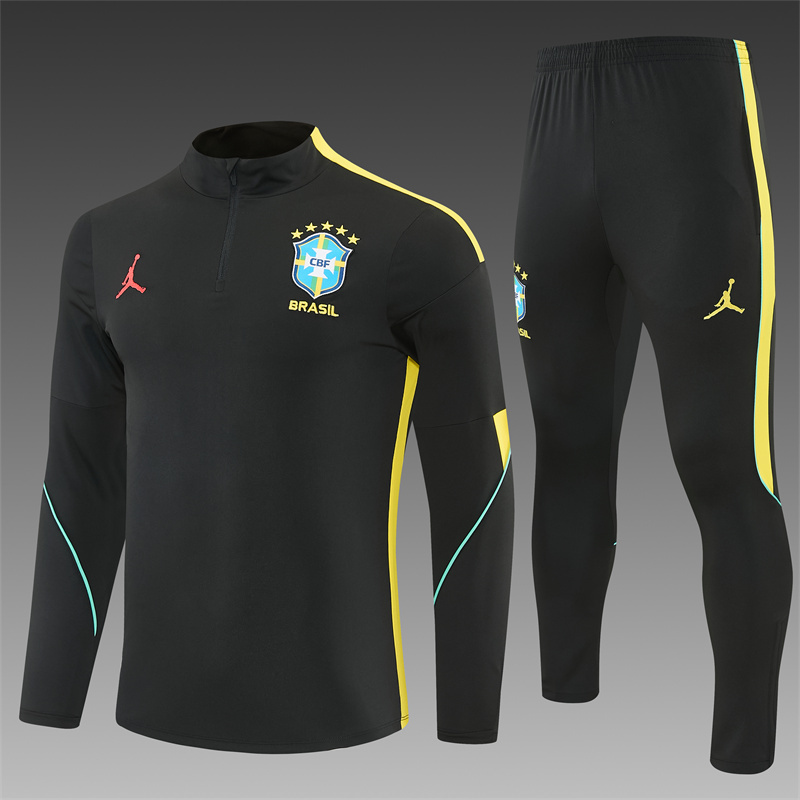 26/27 Jordan Brazil Black and Yellow Tracksuits
