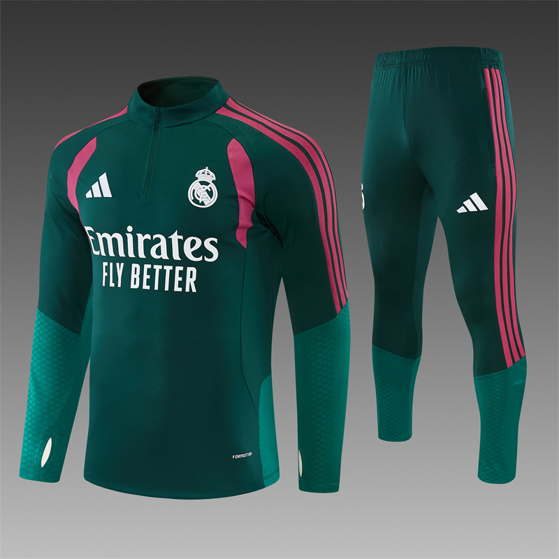 26/27 Real Madrid Dark Green with Fuchsia Tracksuits