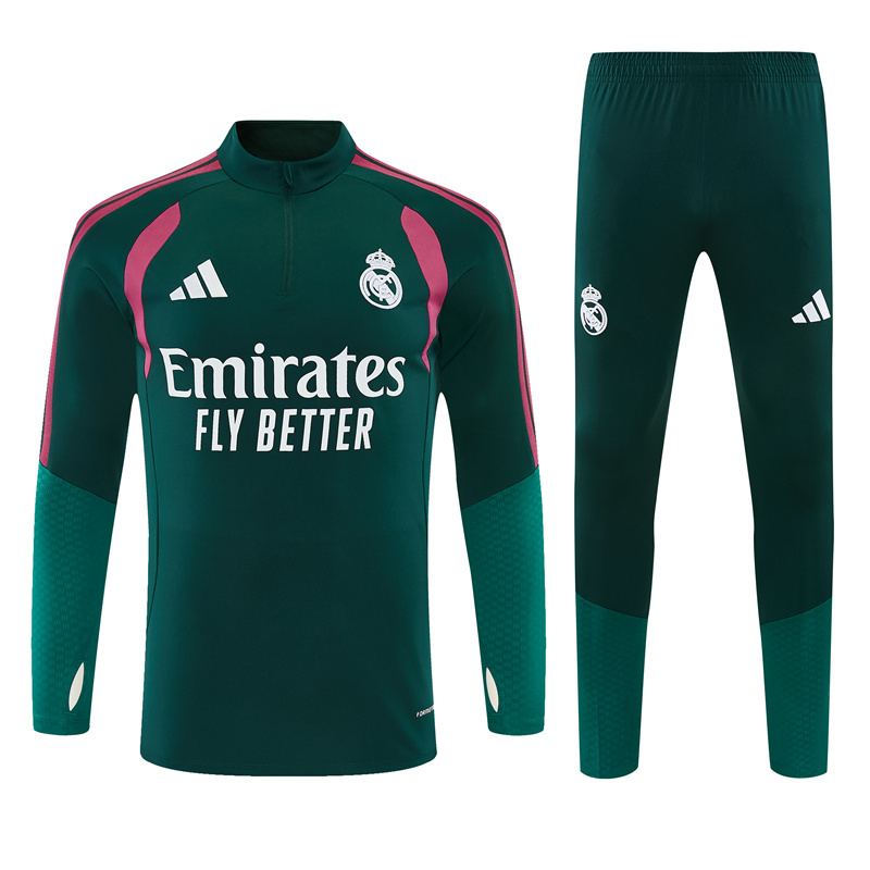 26/27 Real Madrid Dark Green with Fuchsia Tracksuits
