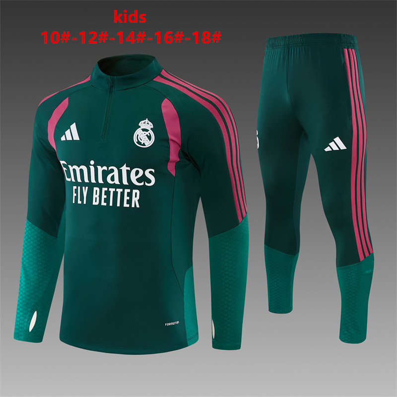 26/27 Real Madrid Dark Green with Fuchsia Tracksuits