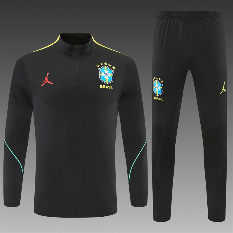26/27 Jordan Brazil Black and Yellow Tracksuits