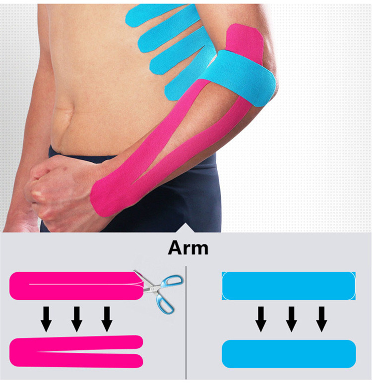 Sports coloured Kintape Waterproof Cotton Elastic Sports Kinesiology Muscle Tape Kinesiology Tape