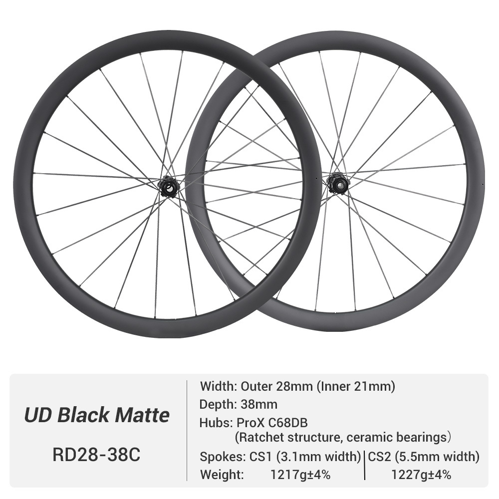 ProX C68DB Super Light Disc Brake Full Carbon Spoke Carbon Road Wheels
