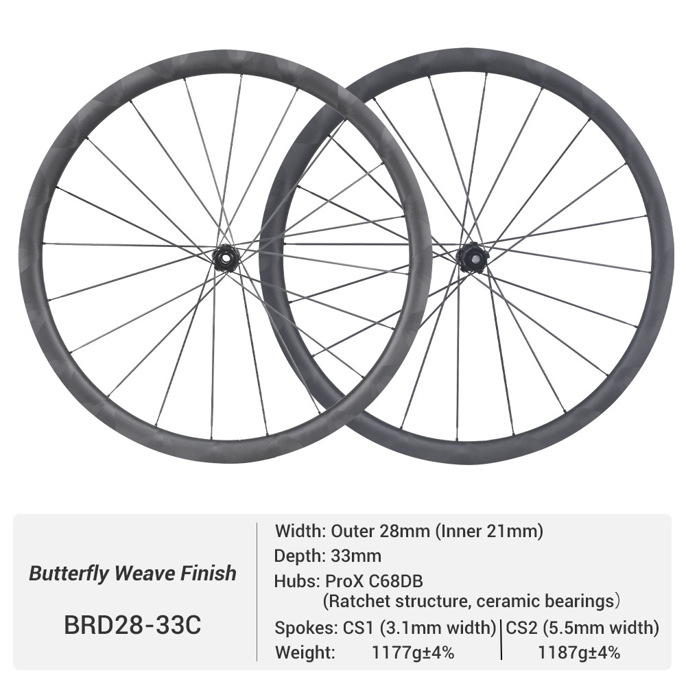 ProX C68DB Butterfly Wavy Rim Full Carbon Spoke Road Wheels