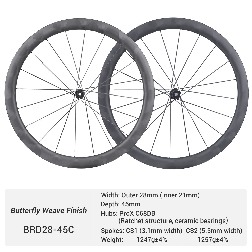 ProX C68DB Butterfly Wavy Rim Full Carbon Spoke Road Wheels