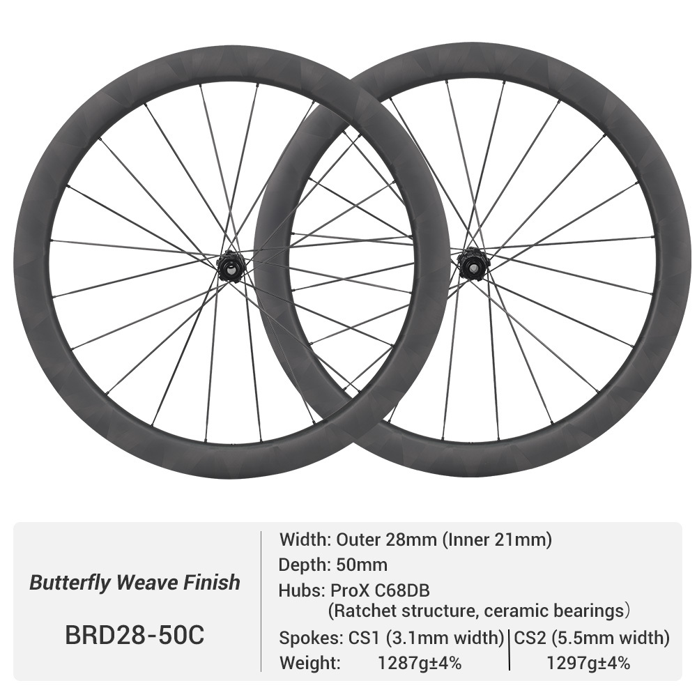 ProX C68DB Butterfly Wavy Rim Full Carbon Spoke Road Wheels