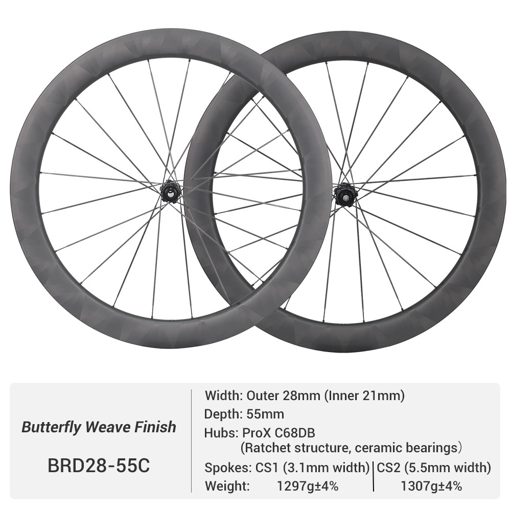 ProX C68DB Butterfly Wavy Rim Full Carbon Spoke Road Wheels
