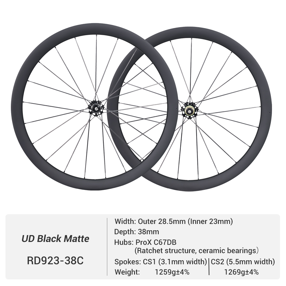 ProX C67DB 700C Wide Disc Brake Full Carbon Spoke Carbon Road Wheels