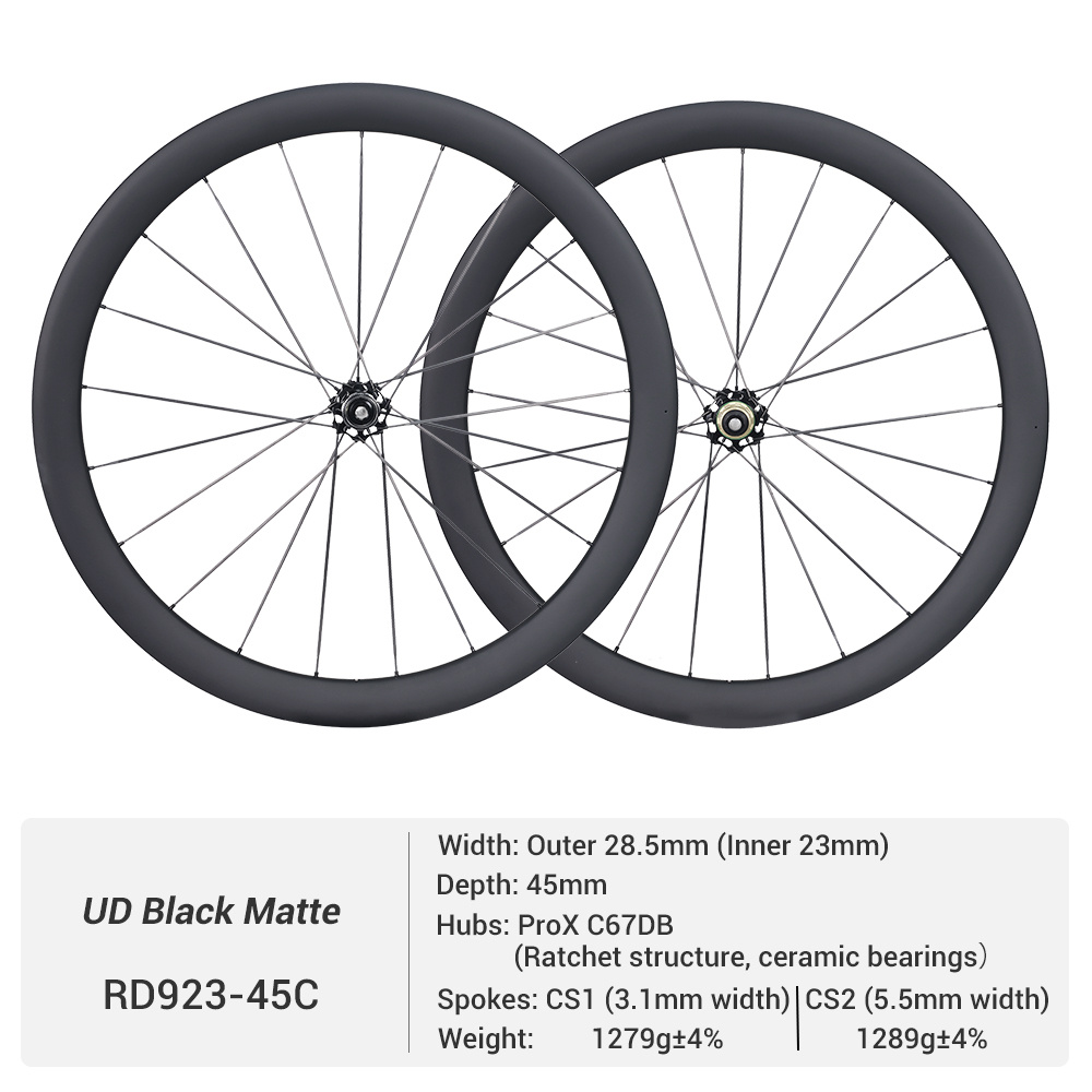 ProX C67DB 700C Wide Disc Brake Full Carbon Spoke Carbon Road Wheels