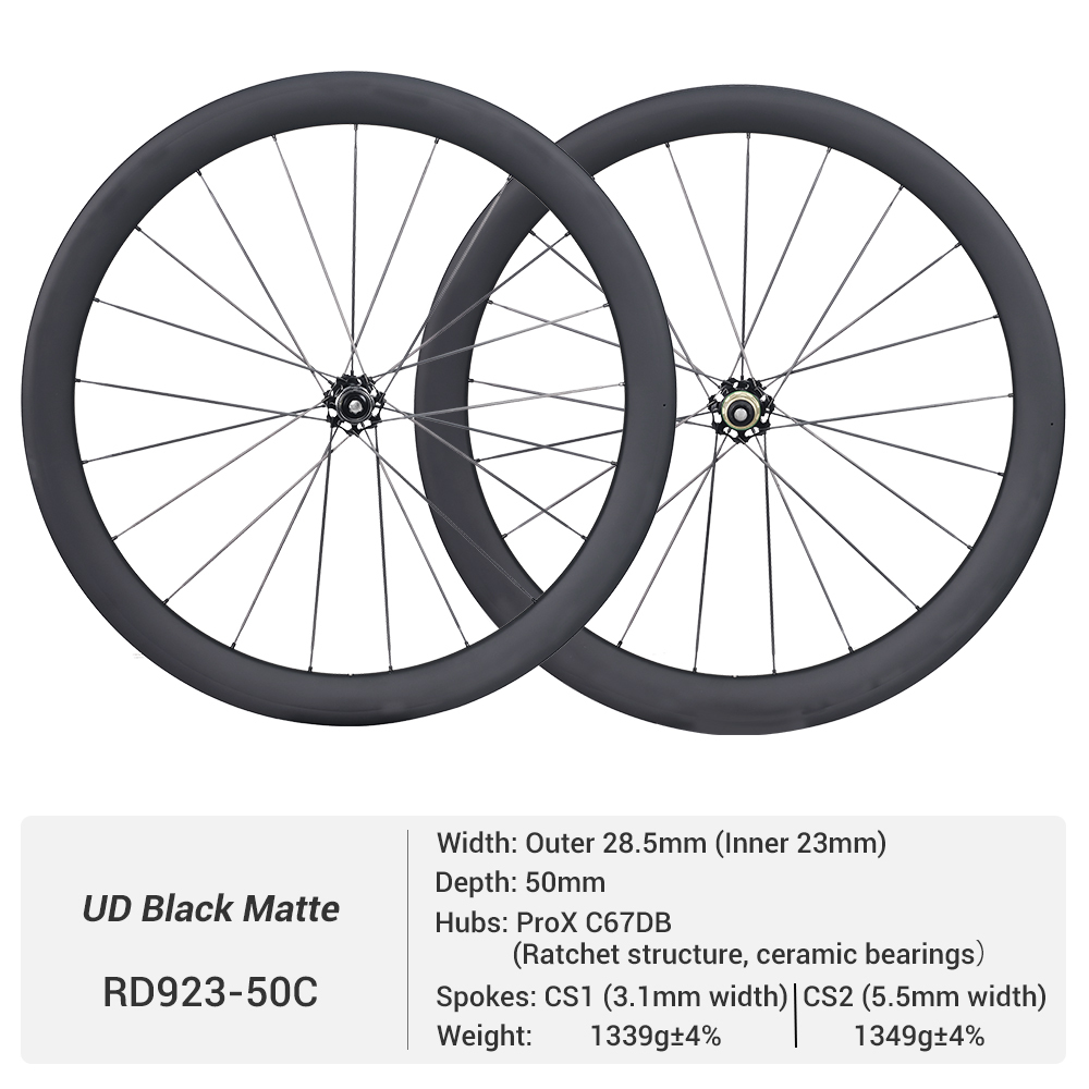 ProX C67DB 700C Wide Disc Brake Full Carbon Spoke Carbon Road Wheels