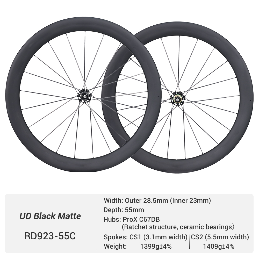 ProX C67DB 700C Wide Disc Brake Full Carbon Spoke Carbon Road Wheels